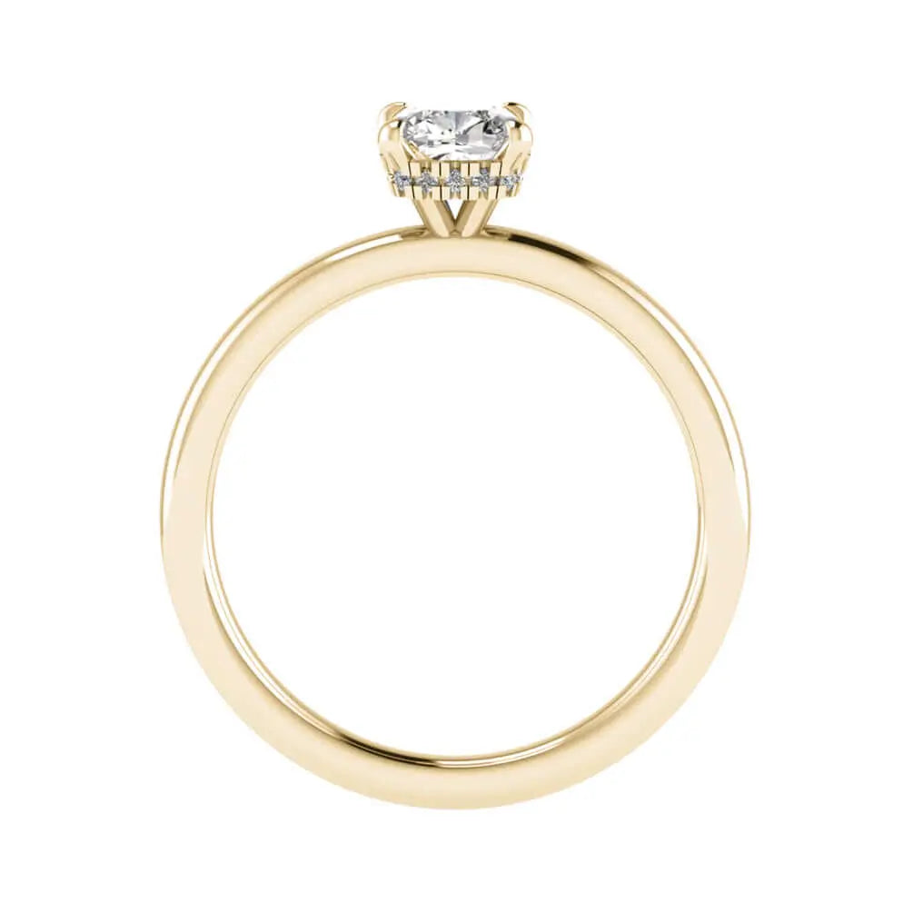 luxury cushion yellow gold hidden halo solitaire lab grown diamond engagement ring 