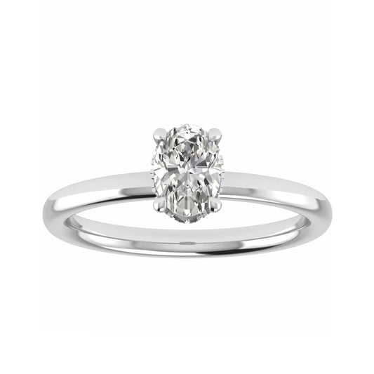 luxury oval white gold hidden halo lab grown diamond engagement ring