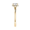 side shot of luxury oval yellow gold hidden halo lab grown diamond engagement ring