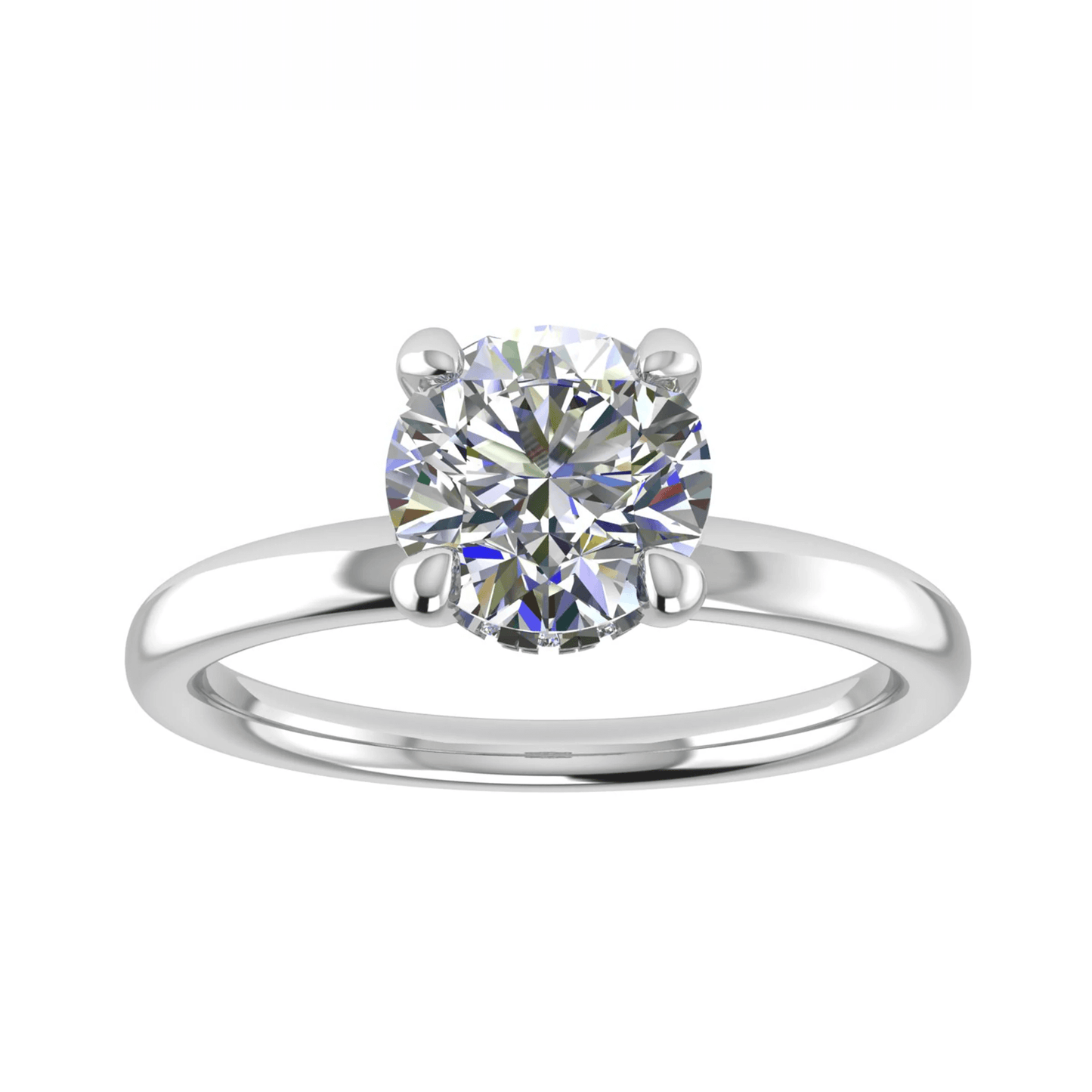 luxury round platinum solitaire hidden halo lab grown diamond engagement ring