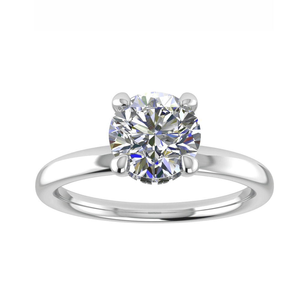luxury round platinum solitaire hidden halo lab grown diamond engagement ring
