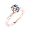 frontal view luxury round rose gold solitaire hidden halo lab grown diamond engagement ring
