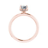 side view luxury round rose gold solitaire hidden halo lab grown diamond engagement ring