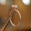 side view luxury cushion rose gold diamond set shoulders hidden halo lab grown diamond engagement ring image