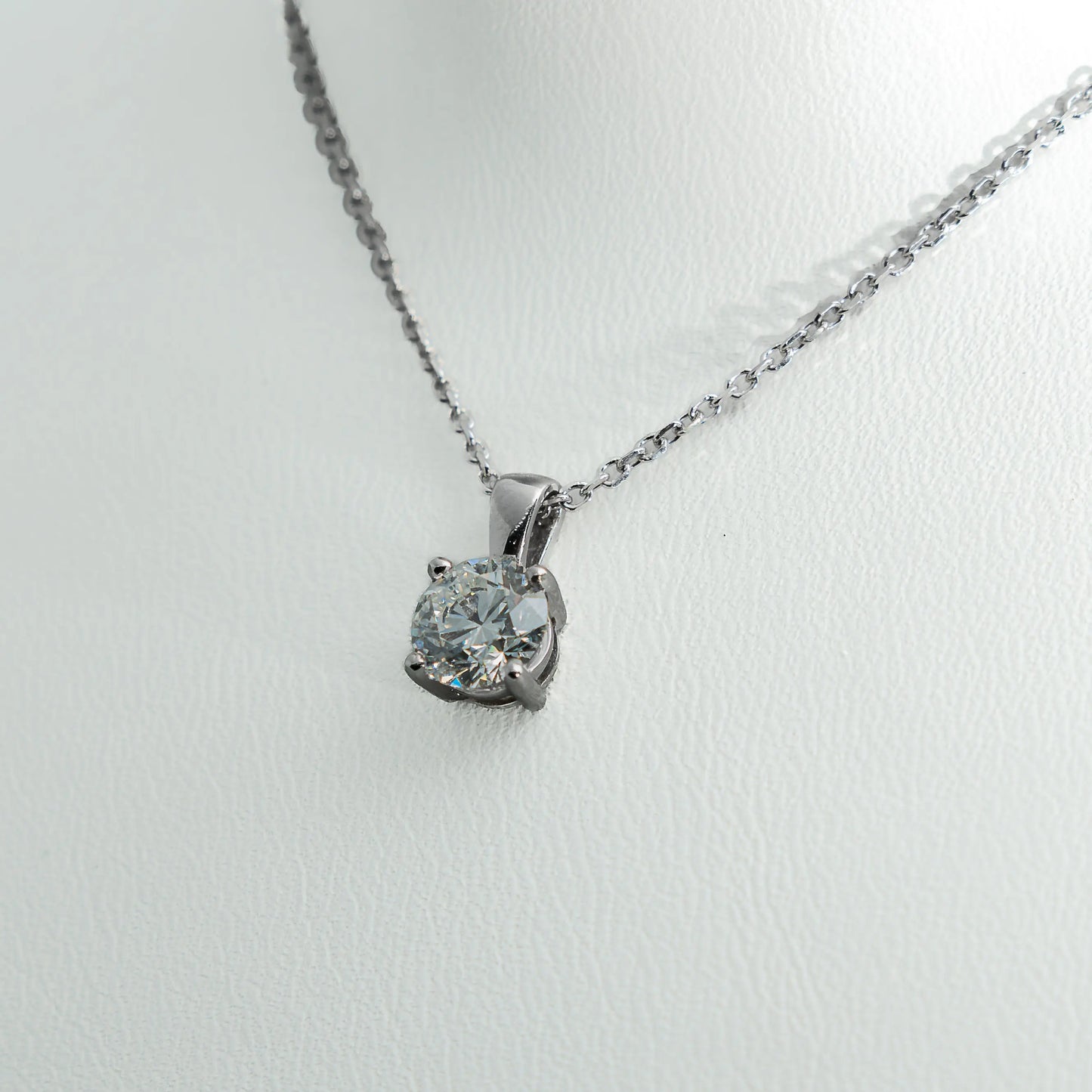 1ct Lab-Grown Diamond Pendant | 18k White Gold Lester & Brown