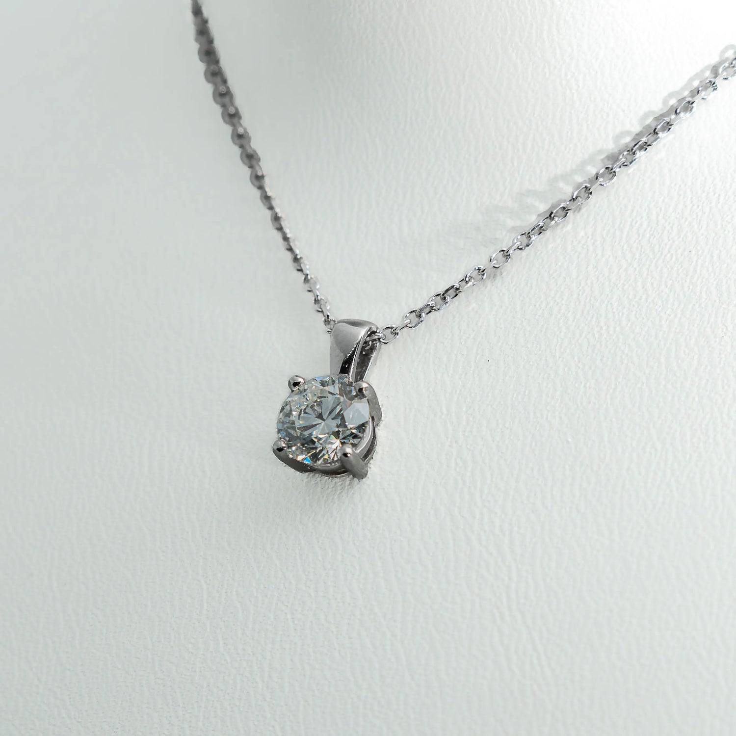 1ct Lab-Grown Diamond Pendant | 18k White Gold Lester & Brown