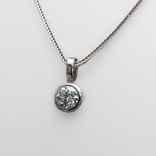 Round Rub-Over 1ct Lab-Grown Diamond Pendant | 18K White Gold Lester & Brown