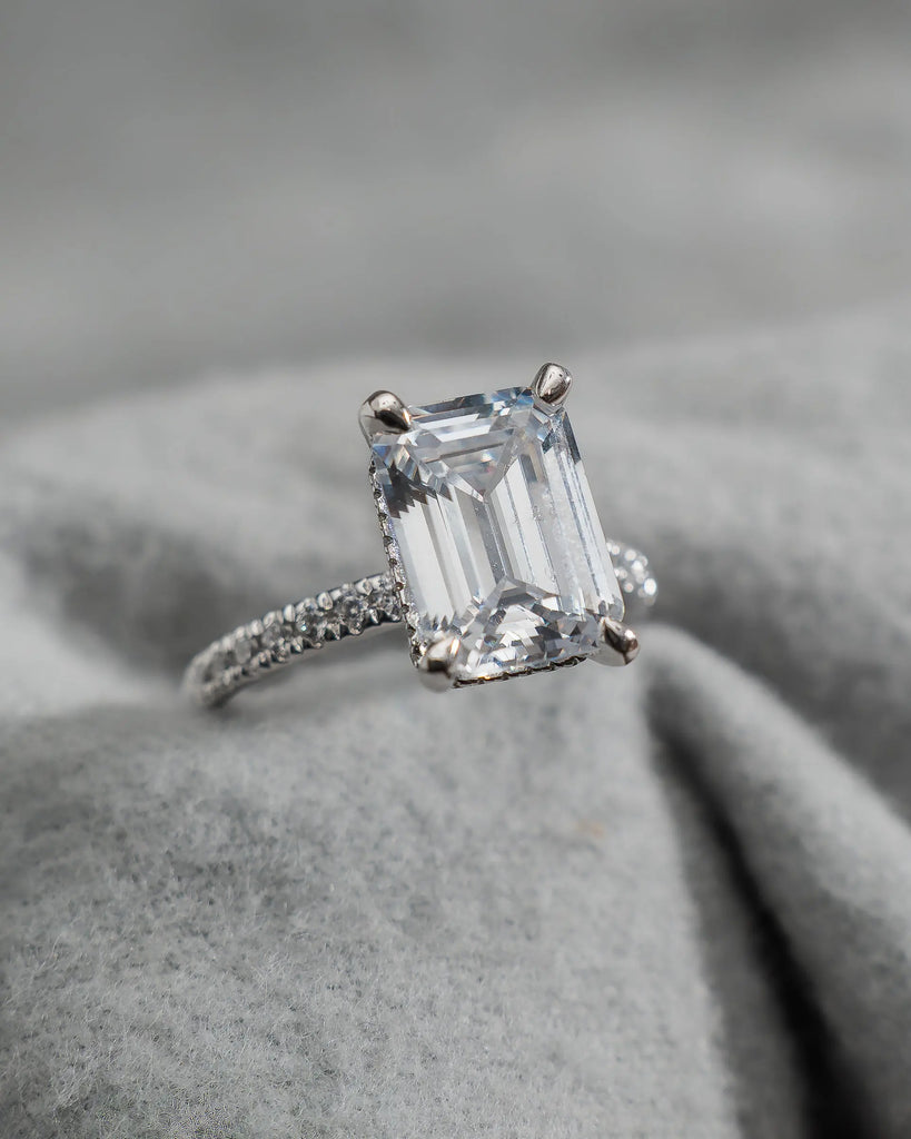Emerald Platinum Lab Grown Diamond Set Shoulders (Hidden Halo) My Store