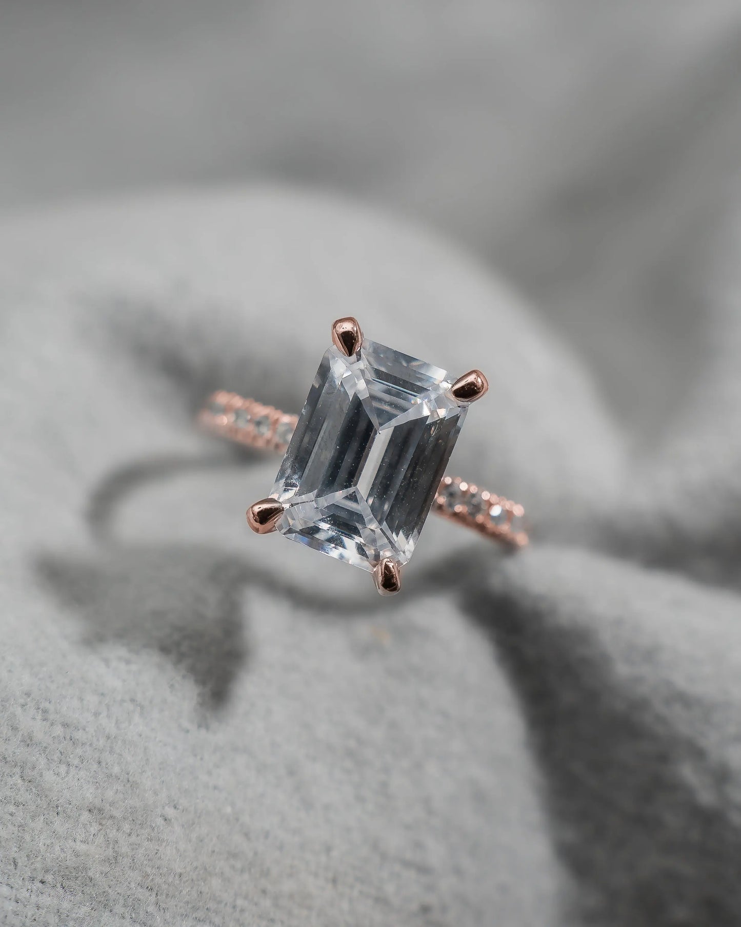 Emerald 18K Rose Gold Lab Grown Diamond Set Shoulders (Hidden Halo) My Store