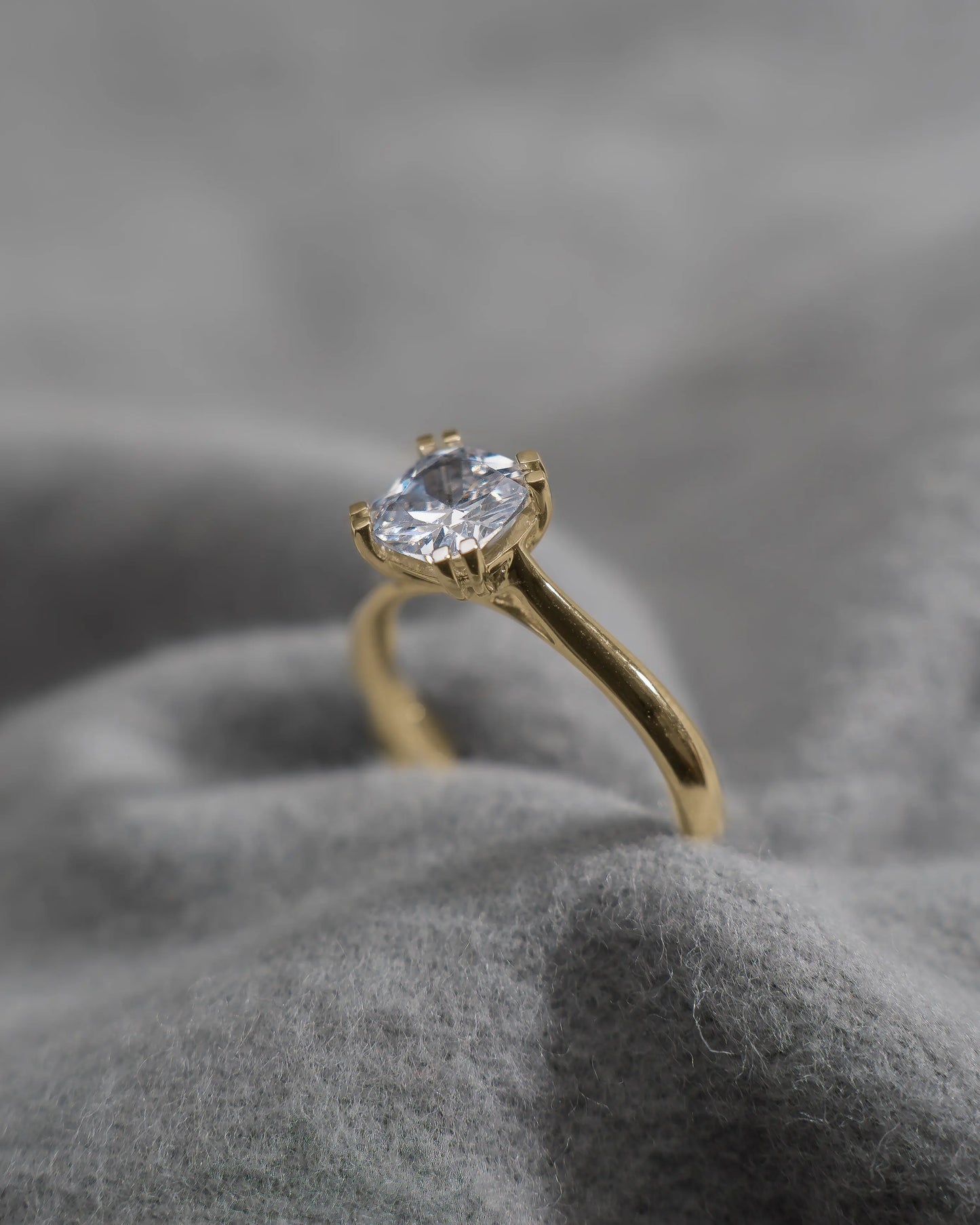 Cushion 18K Yellow Gold Lab Grown Solitaire My Store