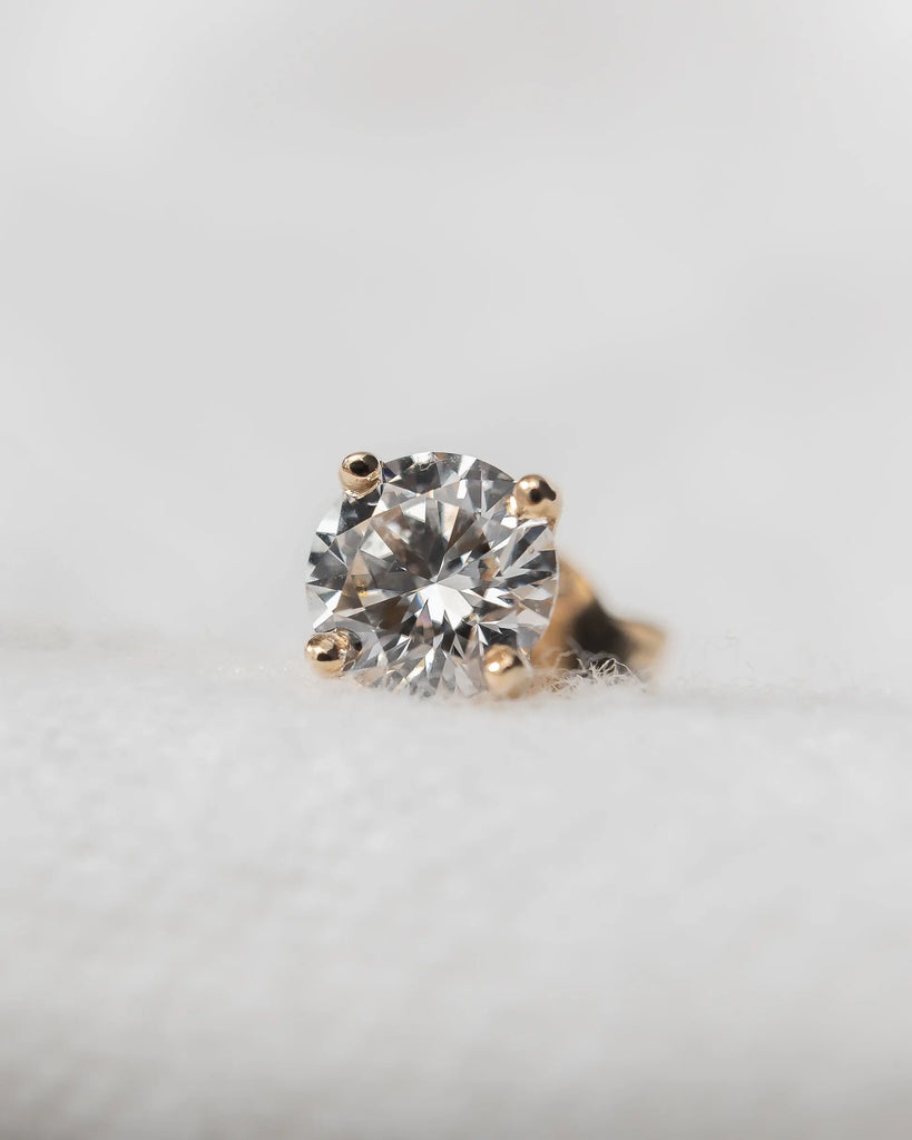Round Lab Grown Diamond Stud Earrings | 18K Yellow Gold Lester & Brown