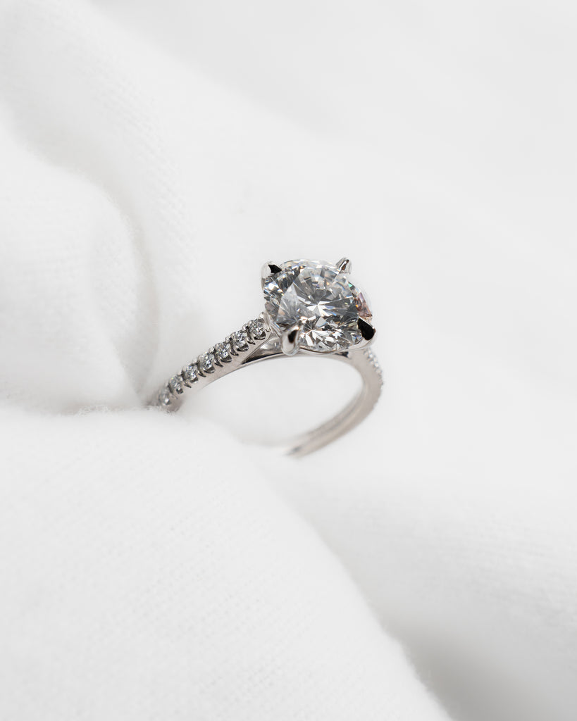 Round White Gold Lab Grown Diamond Set Shoulders