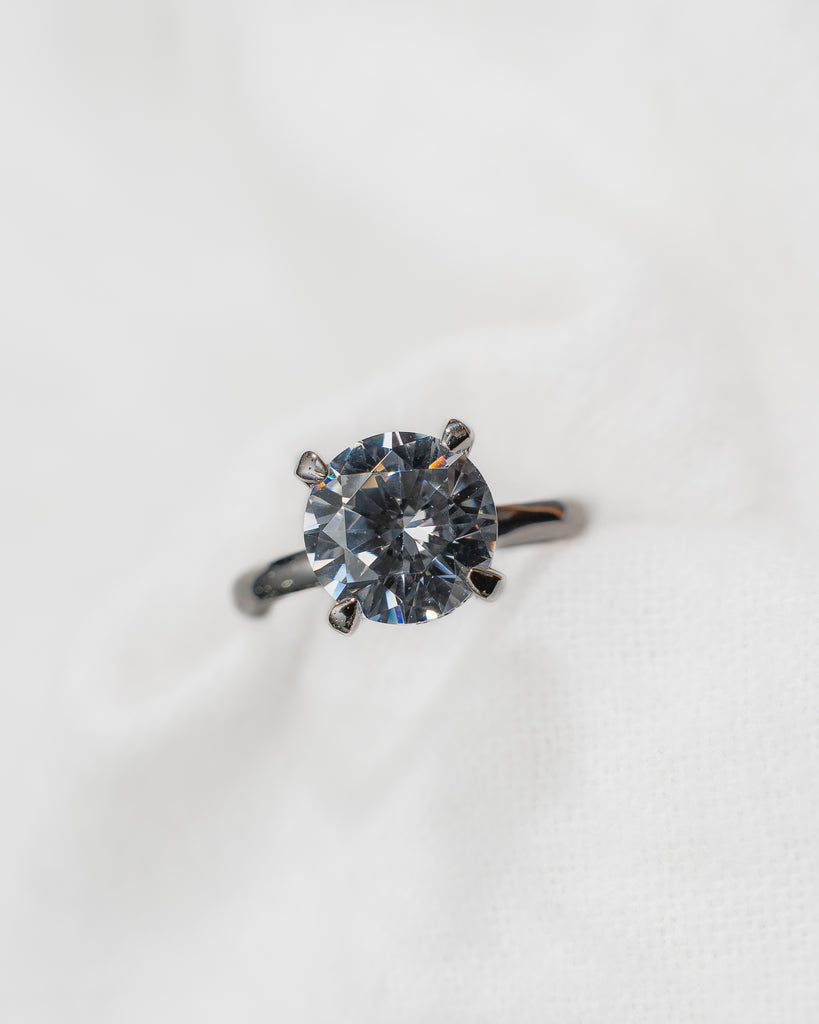 Round Platinum Lab Grown Solitaire (Hidden Halo)