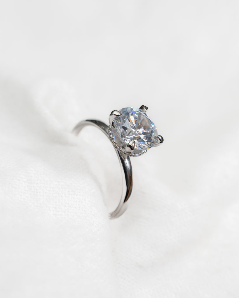 Round Platinum Lab Grown Solitaire (Hidden Halo)