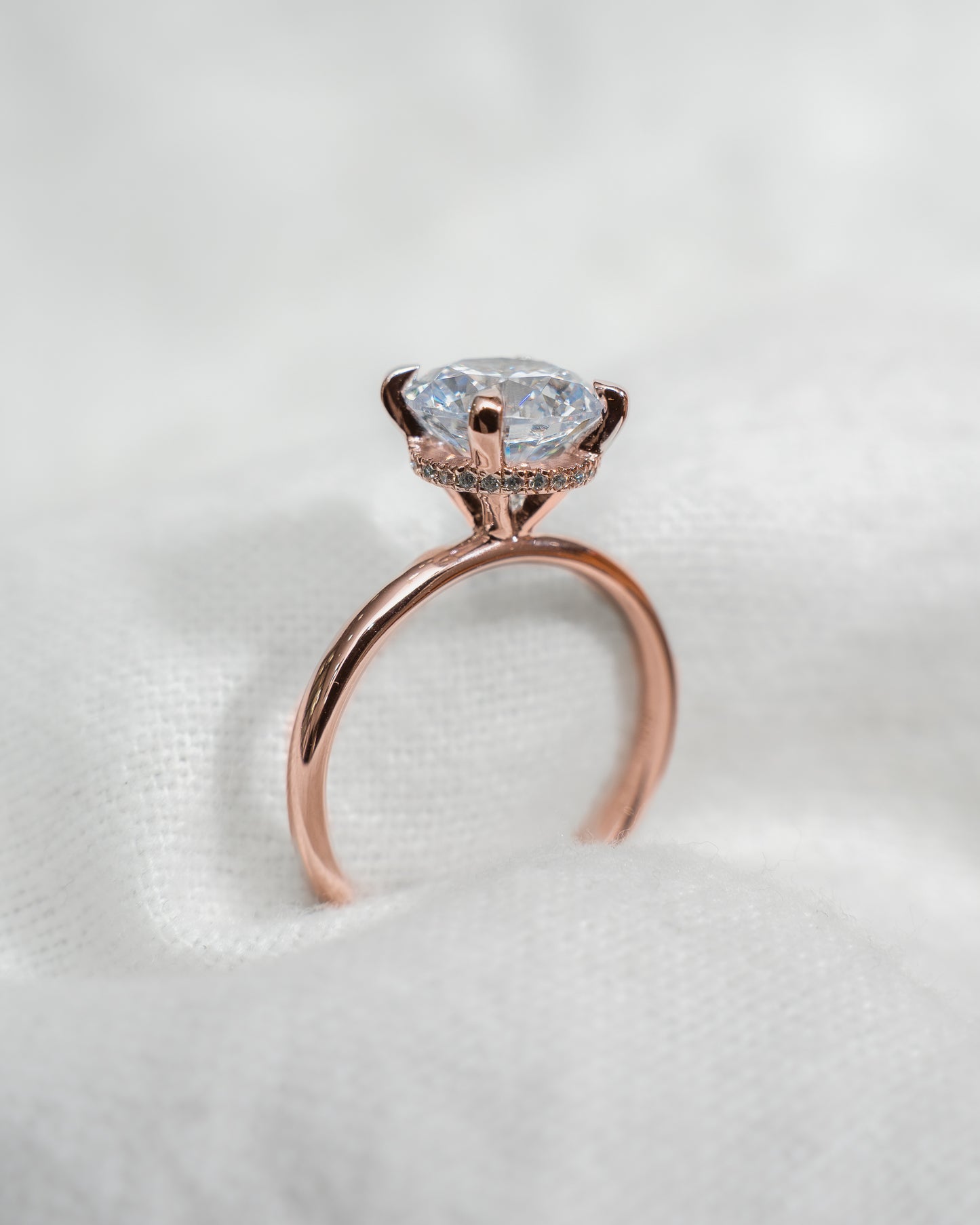 Round Rose Gold Lab Grown  Solitaire (Hidden Halo)