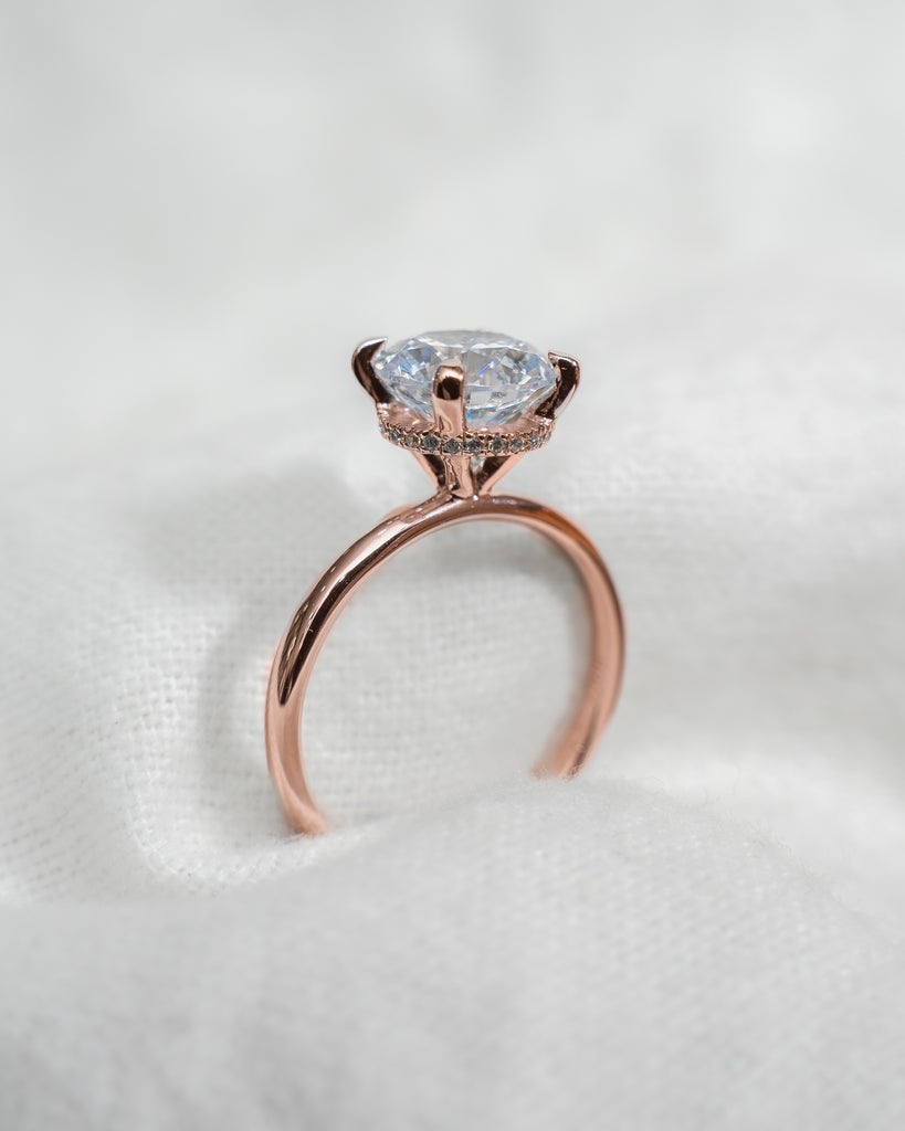 Round Rose Gold Lab Grown  Solitaire (Hidden Halo)