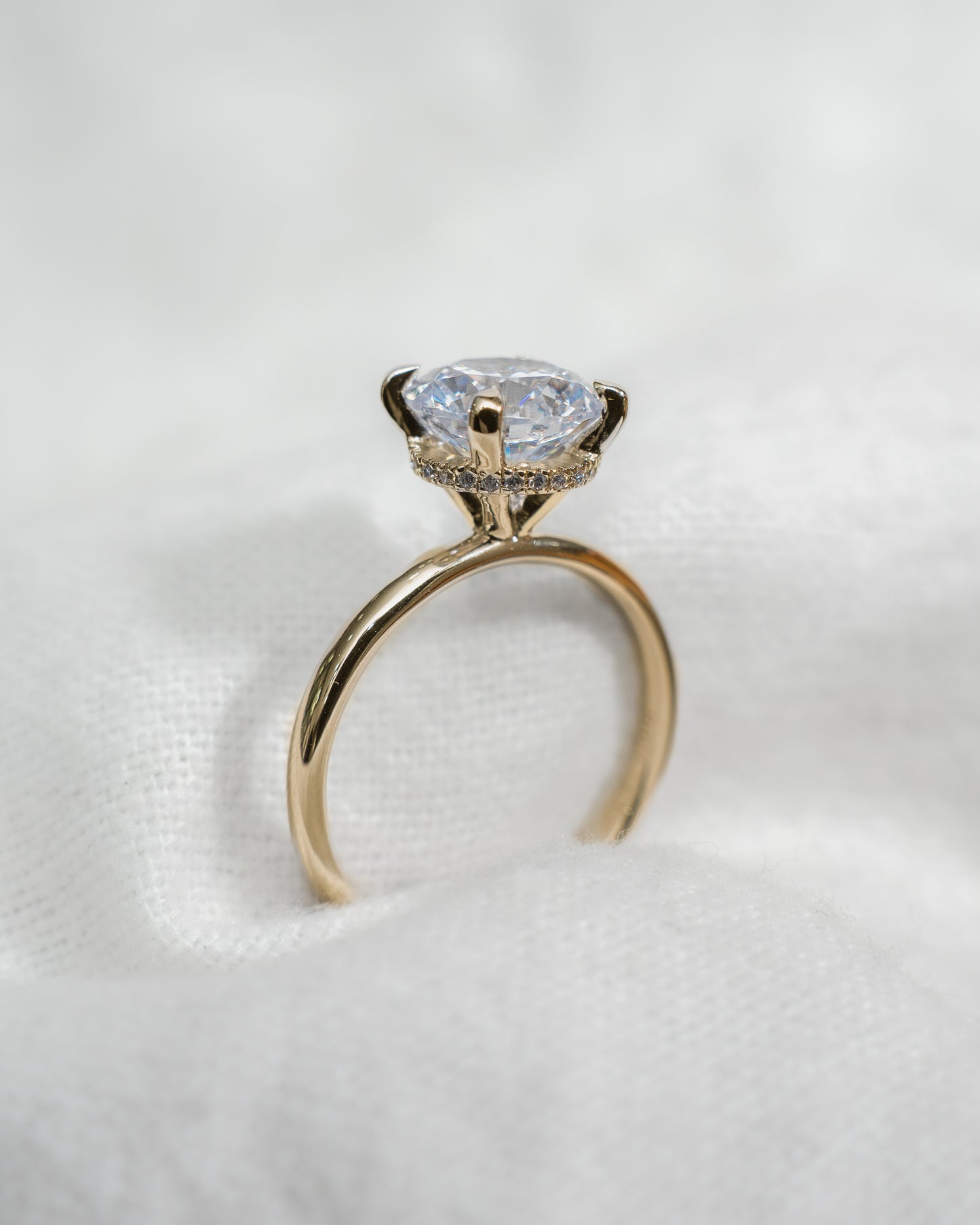 Round Yellow Gold Lab Grown  Solitaire (Hidden Halo)