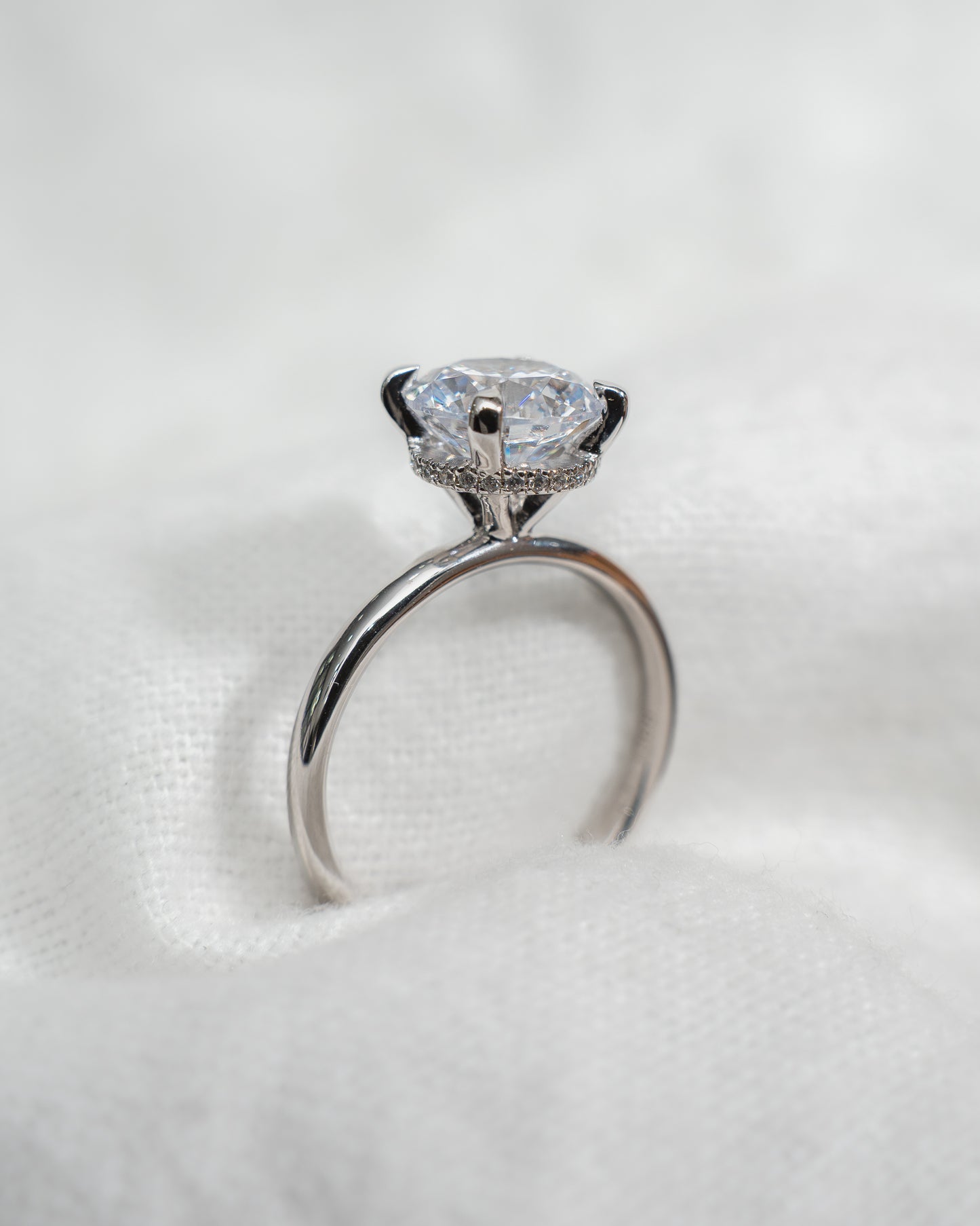 Round Platinum Lab Grown Solitaire (Hidden Halo)