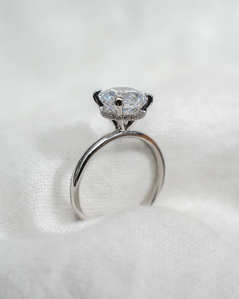 Round Platinum Lab Grown Solitaire (Hidden Halo)