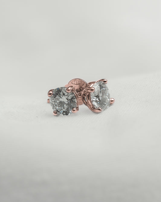 Round Lab Grown Diamond Stud Earrings (Light) | Rose Gold