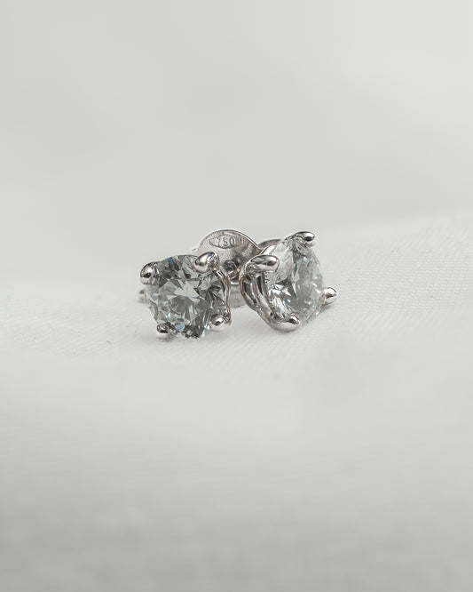 Round Lab Grown Diamond Stud Earrings (Light) | White Gold
