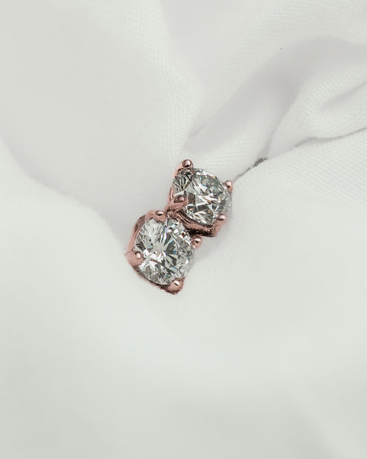 Round Lab Grown Diamond Stud Earrings (Light) | Rose Gold
