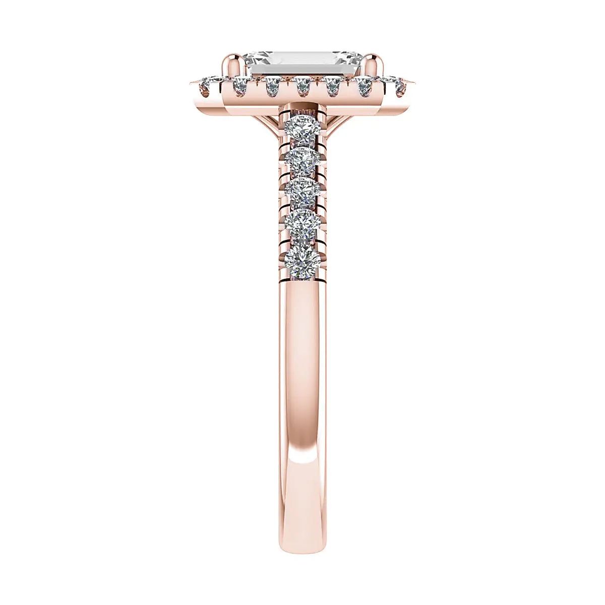 luxury emerald rose gold halo lab grown diamond engagement ring image