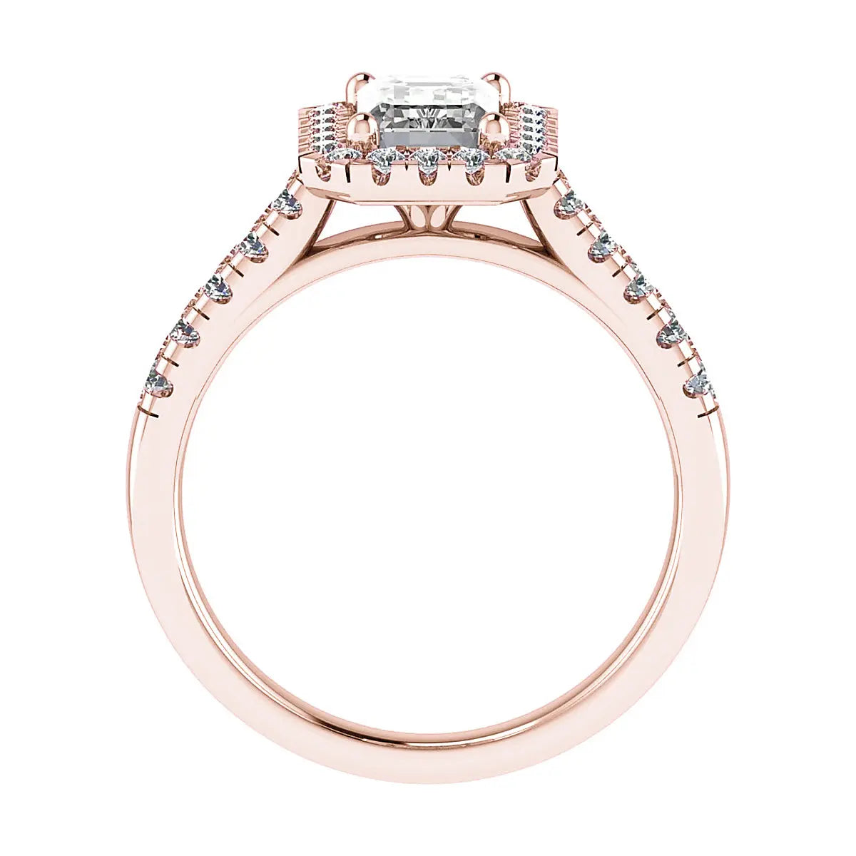  image of emerald luxury rose gold halo lab grown diamond engagement ring