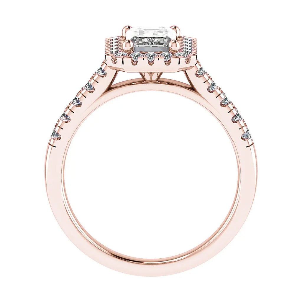  image of emerald luxury rose gold halo lab grown diamond engagement ring