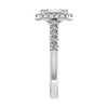 side angle luxury emerald white gold diamond halo lab grown diamond engagement ring