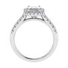 side view luxury emerald white gold diamond halo lab grown diamond engagement ring