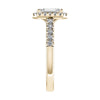 side angle luxury emerald yellow gold diamond halo lab grown diamond engagement ring