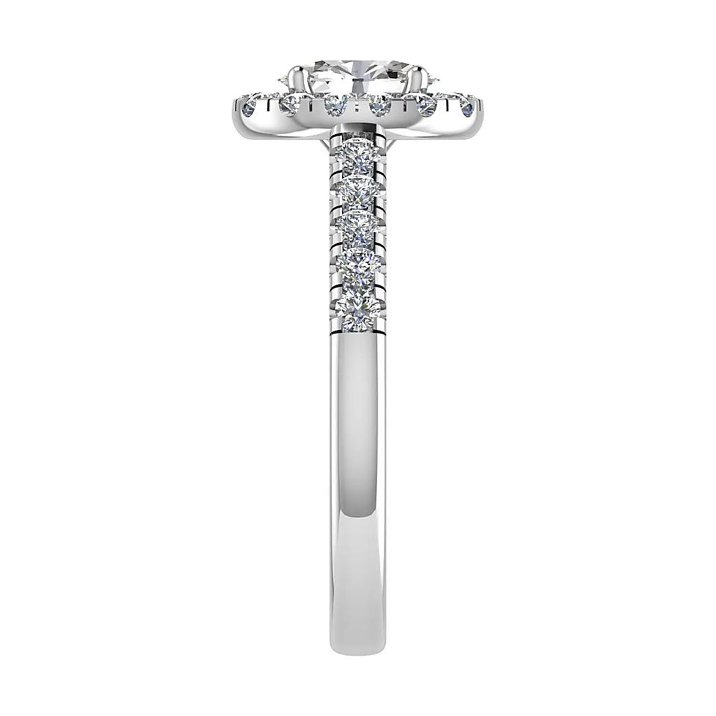 luxury oval white gold diamond set shoulders halo lab grown diamond engagement ring image