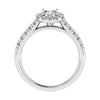 side image of luxury oval white gold diamond set shoulders halo lab grown diamond engagement ring