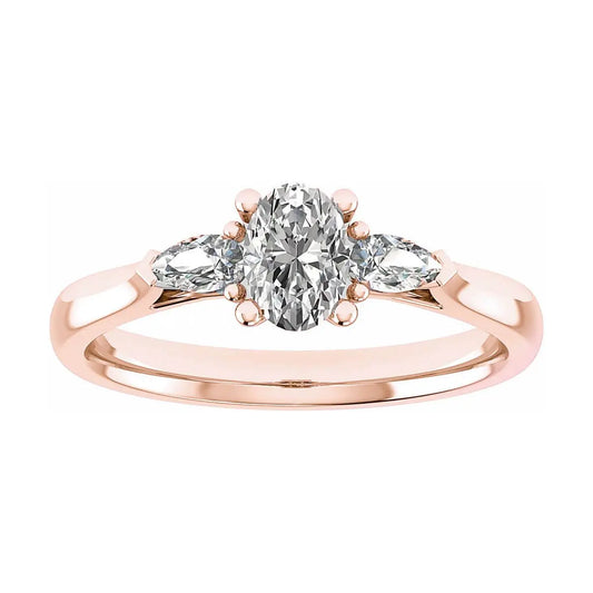 luxury round rose gold diamond trilogy lab grown diamond engagement ring