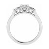 side view luxury oval platinum trilogy lab grown diamond engagement ring