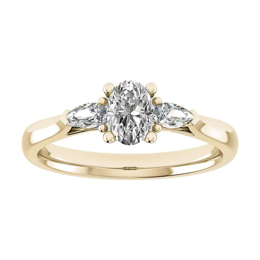 luxury oval white gold trilogy lab grown diamond engagement ring