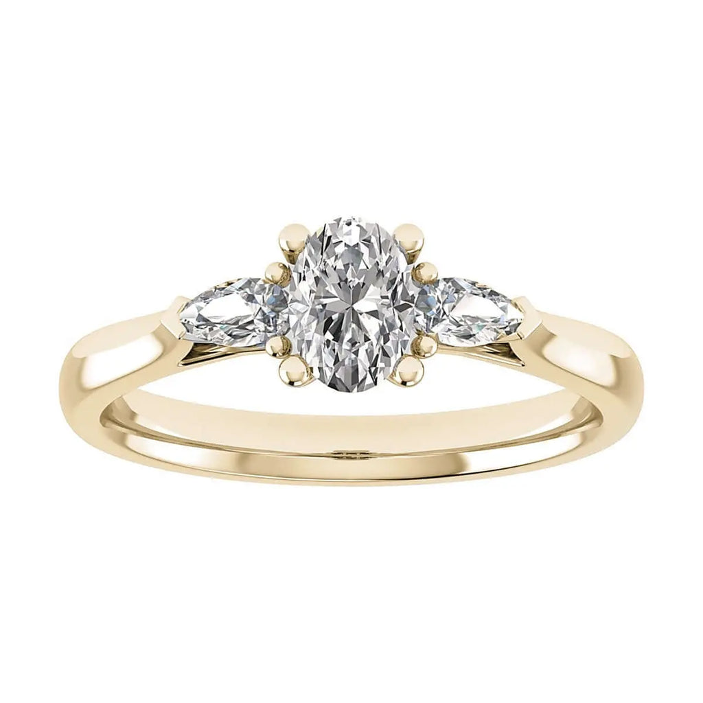 luxury oval white gold trilogy lab grown diamond engagement ring