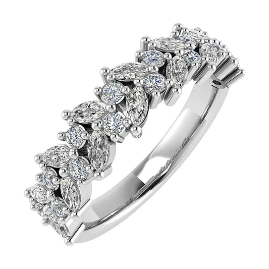 Marquise And Round Platinum Lab Grown Multi Stone Diamond Ring My Store