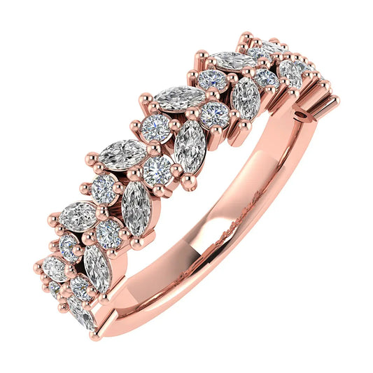 Marquise And Round 18K Rose Gold Lab Grown Multi Stone Diamond Ring My Store
