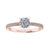 luxury round rose gold diamond set shoulders lab grown diamond engagement ring
