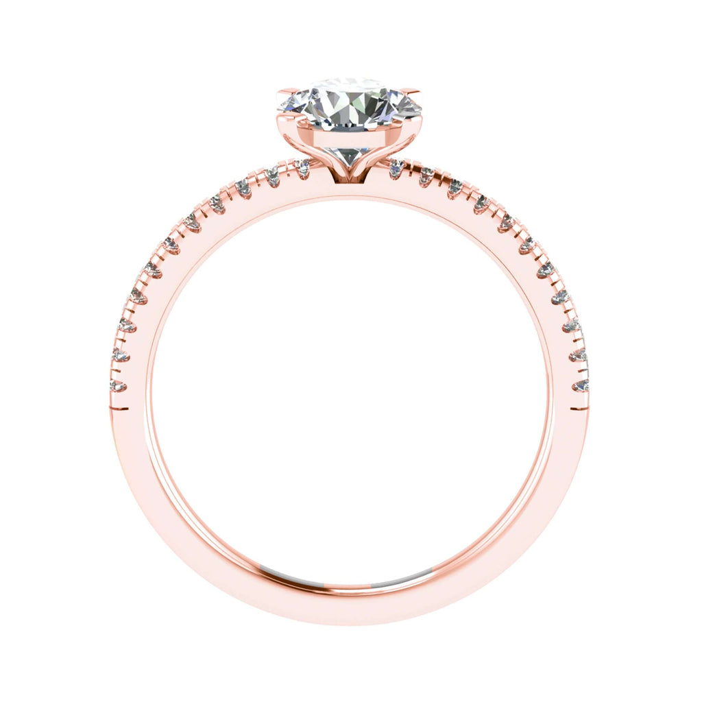 luxury round rose gold diamond set shoulders lab grown diamond engagement ring side image 