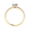 side view of luxury round yellow gold diamond set shoulders lab grown diamond engagement ring