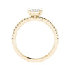 side view of luxury emerald yellow gold diamond set shoulders lab grown diamond engagement ring