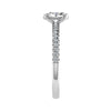 side angle of luxury oval platinum diamond set shoulders lab grown diamond engagement ring