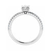 side view of luxury oval platinum diamond set shoulders lab grown diamond engagement ring