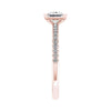 side view of luxury princess rose gold diamond set shoulders lab grown diamond engagement ring