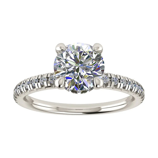 Round 18K White Gold Lab Grown Diamond Set Shoulders (Hidden Halo) My Store