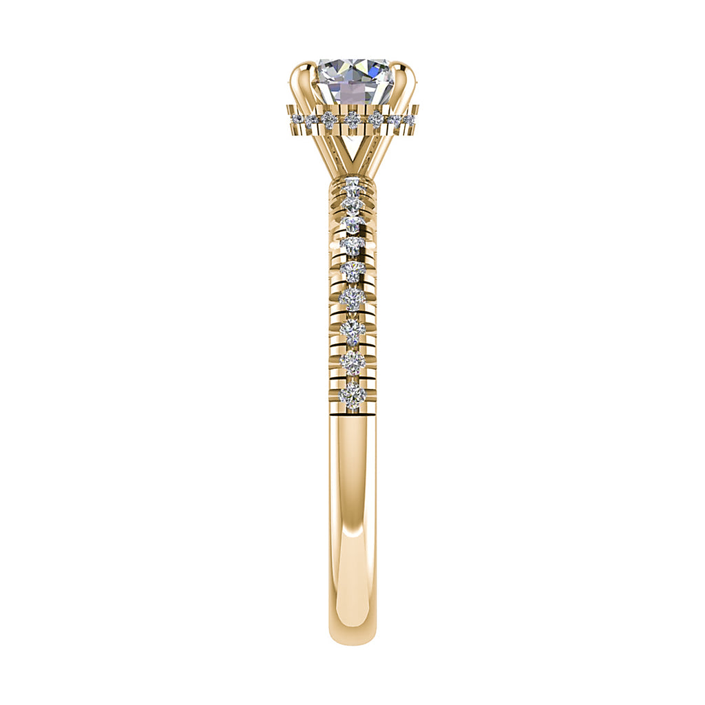 Round 18K Yellow Gold Lab Grown Diamond Set Shoulders (Hidden Halo)