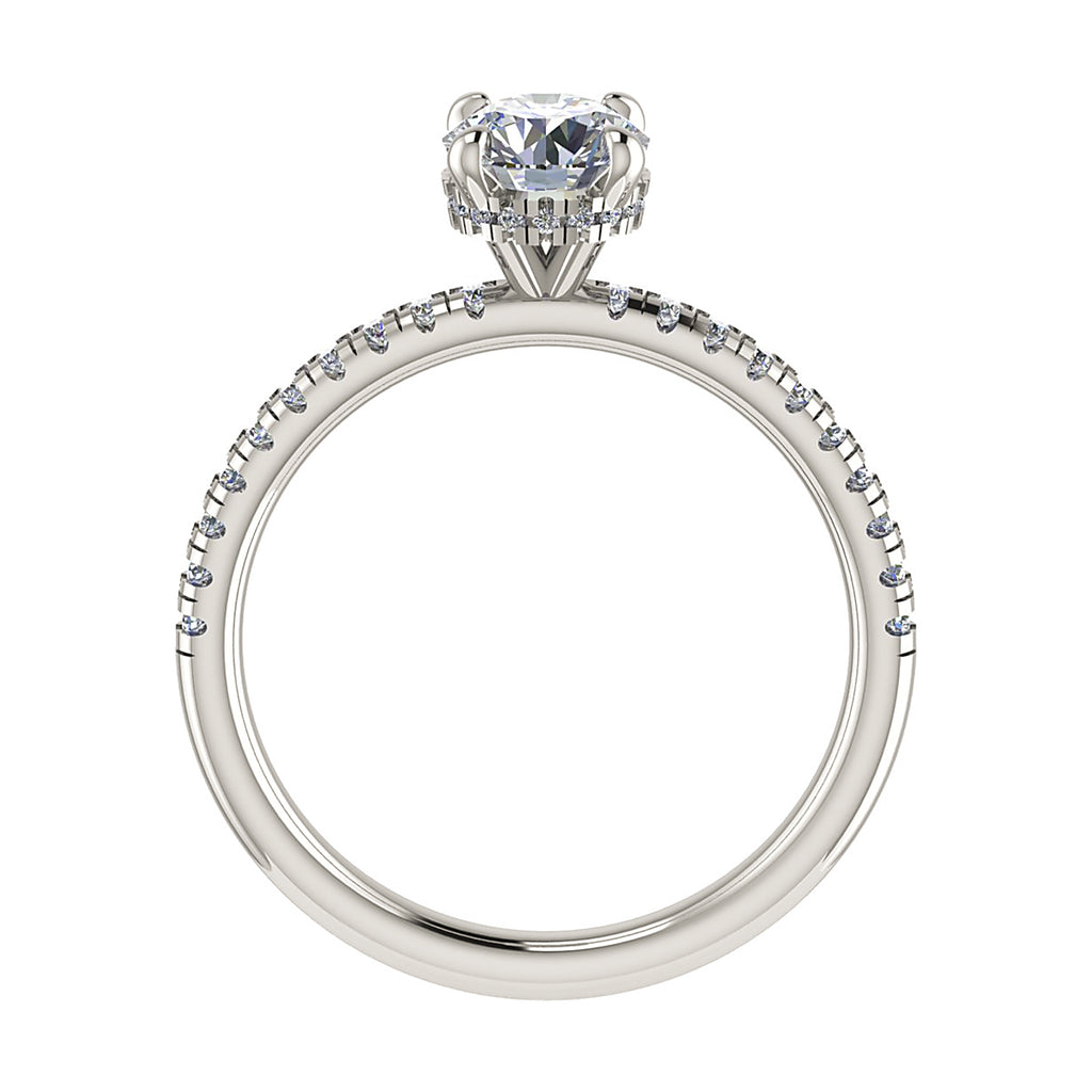 Round 18K White Gold Lab Grown Diamond Set Shoulders (Hidden Halo)